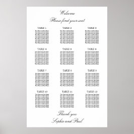 12 Tabelle Elegantes Minimalistisches Sitzdiagramm Poster