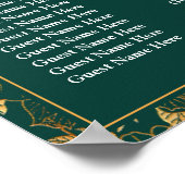 12 Tabelle Emerald Green & Gold Floral Seating Cha Poster (Ecke)