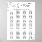 12 Tabelle Eukalyptus Einfache Hochzeitssitzkarte Poster (Vorne)