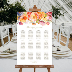 12 Tabelle Frühlingsfloralen Hochzeitsdiagramm Poster
