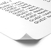 12 Tabelle Große Hochzeitgastsitzkarte Poster (Ecke)