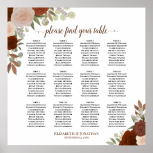 12 Tabelle Herbst floraler Boho Hochzeitsdiagramm Poster