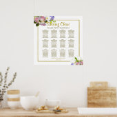 12 Tabelle Hochzeitssitzkarte Blütenpastellpaste Poster (Küche)