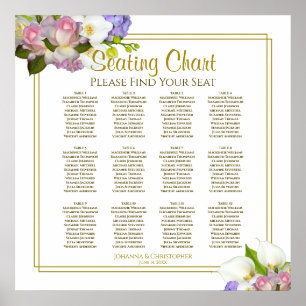 12 Tabelle Hochzeitssitzkarte Blütenpastellpaste Poster