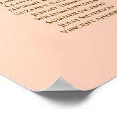 12 Tabelle Korallenpfirsich & Gold Hochzeitskarte Poster (Ecke)