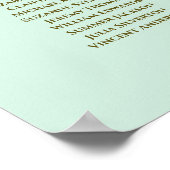 12 Tabelle Minze Green & Gold Hochzeitskarte Poster (Ecke)