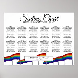 12 Tabelle Rainbow Flags Gay Wedding Seating Chart Poster