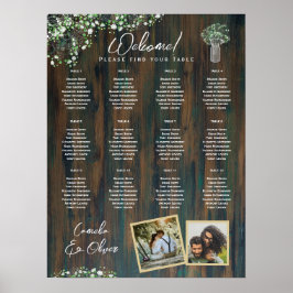 12 Tabelle Rustikales Holz Gypsophila FOTO SITZEND Poster