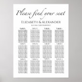 12 Tabelle Schwarz-Weiß-Hochzeitskarte Poster (Vorne)