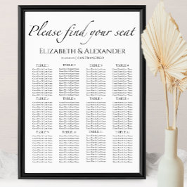 12 Tabelle Schwarz-Weiß-Hochzeitskarte Poster