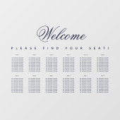12 Tabelle Seating Chart Blue Script transparent Fensteraufkleber (Blatt)