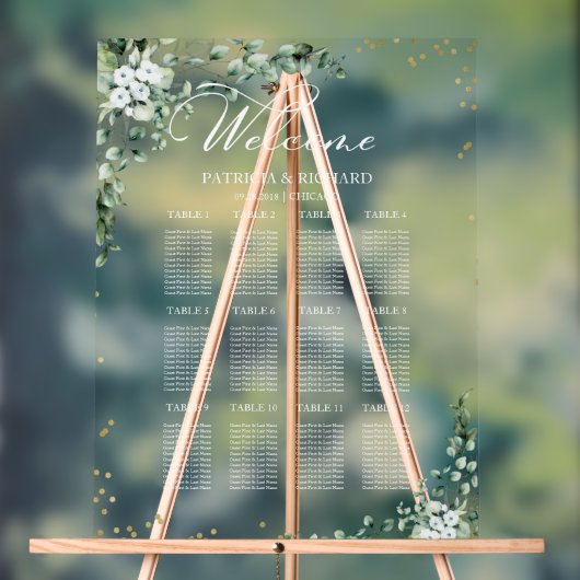 12 Tables Grüne Hochzeitsplanung Acrylschild (Neutral)