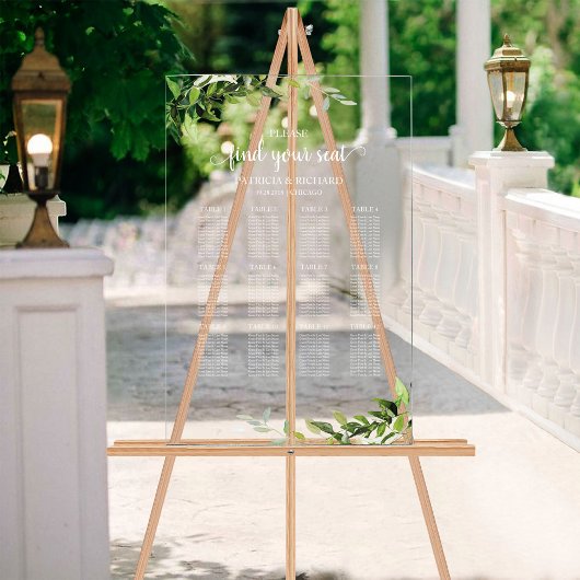 12 Tables Grüne Hochzeitsplanung Acrylschild