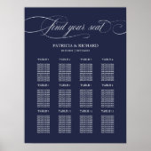 12 Tables Navy Blue Wedding Plan Board Poster (Vorne)