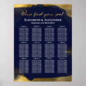 12 Tafelblau Abstrakte Hochzeitssitzkarte Poster (Vorne)