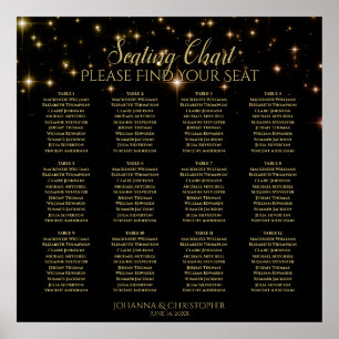 12 Tafelgoldfarben - Schwarze Hochzeitsskala für G Poster