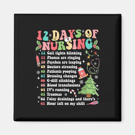 12 Tag der Krankenanstalt Weihnachten Krankenschwe Magnet (Vorne)