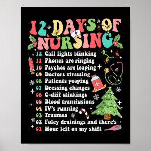 12 Tag der Krankenanstalt Weihnachten Krankenschwe Poster
