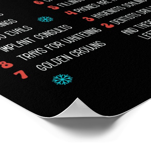 12 Tag der Zahnheilkunde Weihnachtszahnärztin Zahn Poster (Ecke)