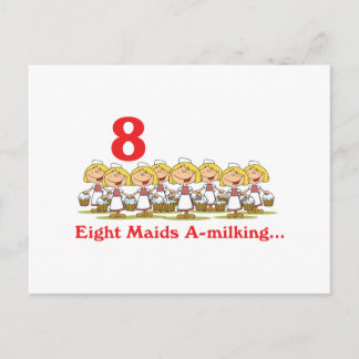 12 Tage acht Mägde melken Postkarte