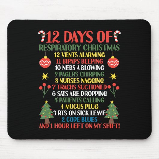 12 Tage Atemtherapeut Weihnachtsfest R Mousepad (Vorne)