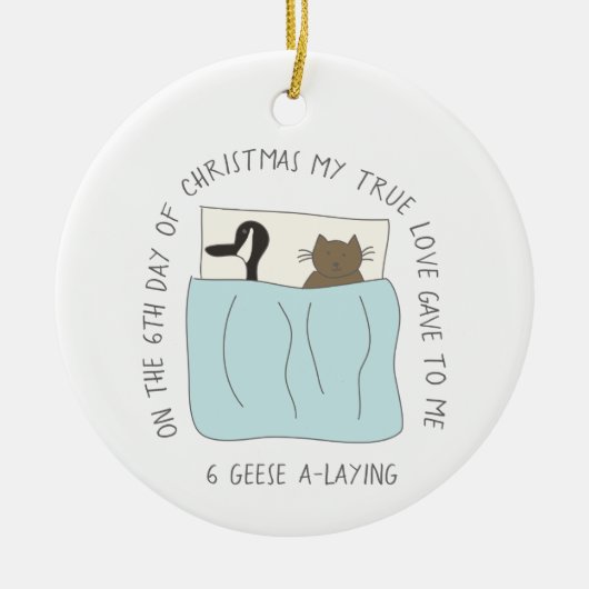 12 Tage Catmas 6 des Gans-ein-Legenden Keramik Ornament (Vorne)