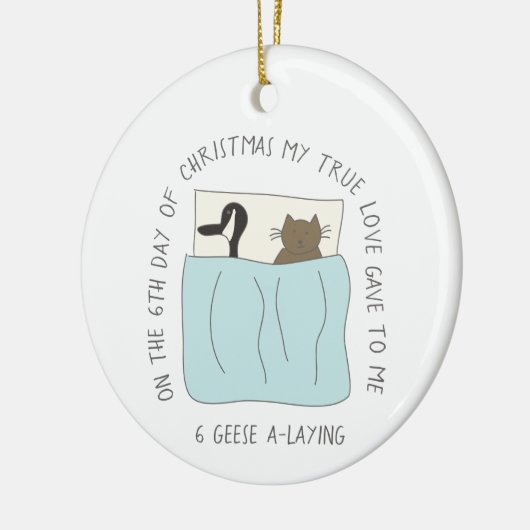 12 Tage Catmas 6 des Gans-ein-Legenden Keramik Ornament (Links)