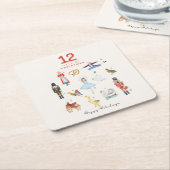 12 TAGE CHRISTMAS RECHTECKIGER PAPPUNTERSETZER (angewinkelt)