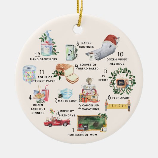12 Tage Covid | "Quarantäne" Weihnachtsfeiertag Keramik Ornament (Vorne)