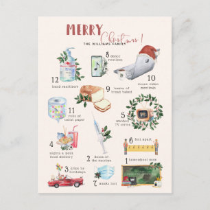 12 Tage Covid   "Quarantäne" Weihnachtsfeiertag  Postkarte
