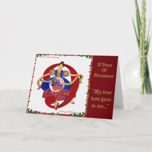 12 Tage Damen-Tanzens des Weihnachtenneun Feiertagskarte