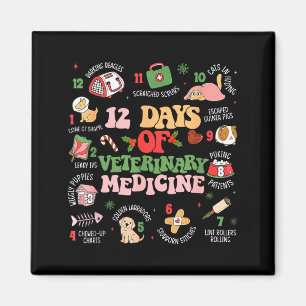 12 Tage der Veterinärmedizin Lustiges Weihnachten Magnet