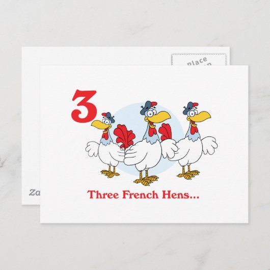 12 Tage drei französische Hühner Postkarte (Vorne/Hinten)