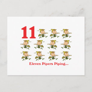 12 Tage elf Pfeifer pfeifend Postkarte