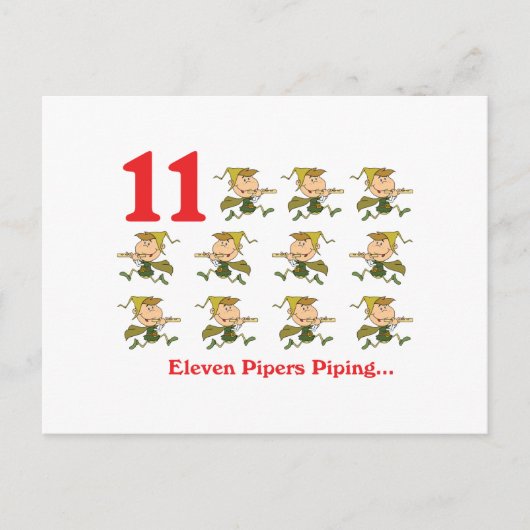 12 Tage elf Pfeifer pfeifend Postkarte (Vorderseite)