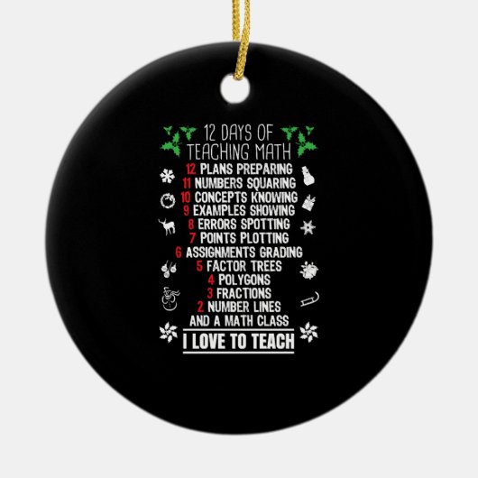 12 Tage Mathematik Lehrer Weihnachtsgeschenke Keramik Ornament (Vorne)