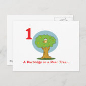 12 Tage Partridge in einer Birne Postkarte (Vorne/Hinten)