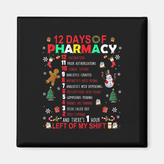 12 Tage Pharmacy Funny Christmas Pharmacist Tec Magnet (Vorne)