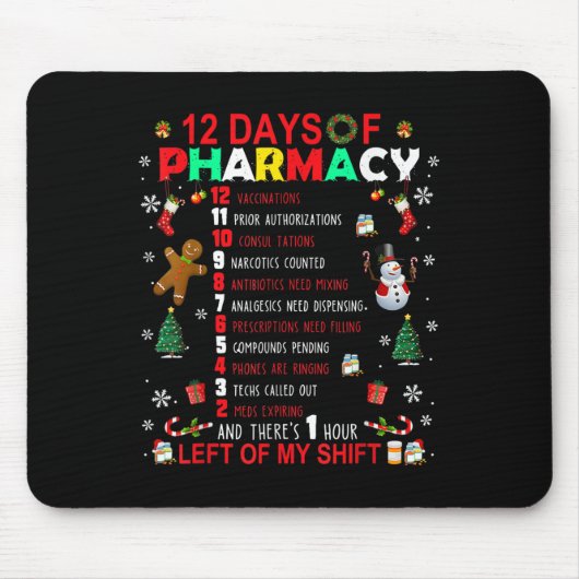 12 Tage Pharmacy Funny Christmas Pharmacist Tec Mousepad (Vorne)