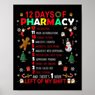 12 Tage Pharmacy Funny Christmas Pharmacist Tec Poster