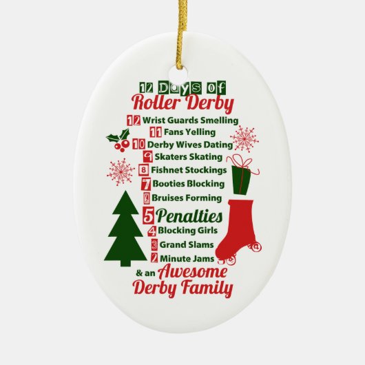 12 Tage Rollen-Derby-Weihnachten, Rollen-Skaten Keramikornament (Vorne)