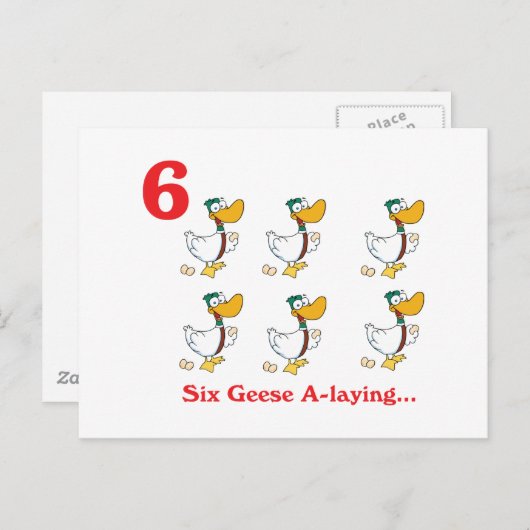 12 Tage sechs Gänse Postkarte (Vorne/Hinten)