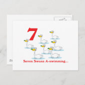 12 Tage sieben Schwäne im Schwimmen Postkarte (Vorne/Hinten)