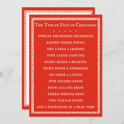 12 TAGE TEXTE 12x18-Flachkarte / Rot (Vorne/Hinten)