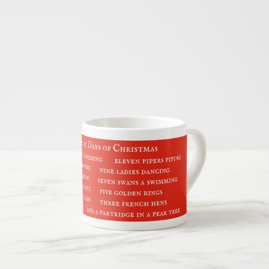 12 TAGE TEXTE Espresso Cup / Rot Espressotasse (Vorderseite Rechts)