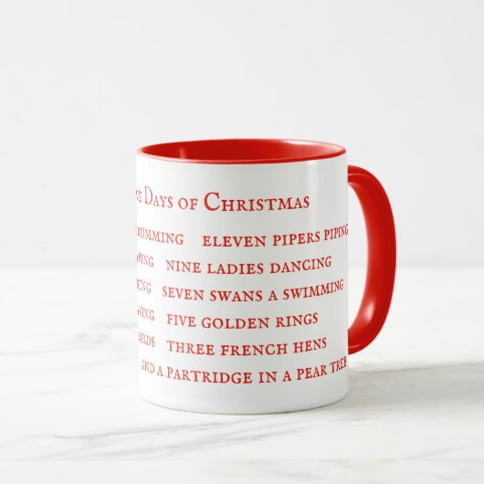 12 TAGE TEXTE Red Combo Tasse (VorderseiteRechts)