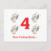 12 Tage vier aufrufende Vögel Postkarte (Vorderseite)