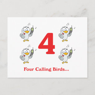 12 Tage vier singende Vögel Postkarte