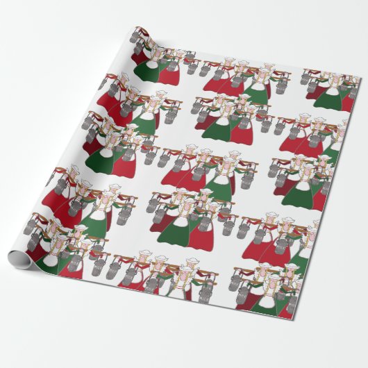 12 Tage von Mädchen des Weihnachten8 Ein-Melken Geschenkpapier (Ungerollt)
