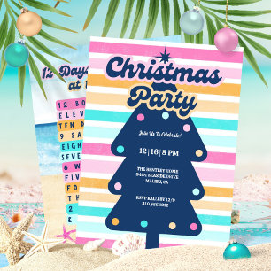 12 Tage Weihnachten am Strand Retro-Party Einladung